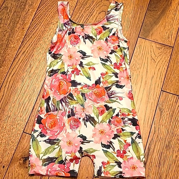 Two Gymnastic Leotards Flowers and Dinosaurs - size 100 - Picture 2 of 8